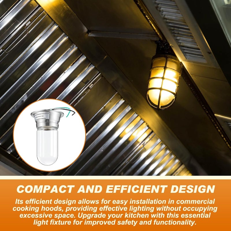 Tujoe 2 Pcs Restaurant Canopy Hood Light Fixture with Thermal and Shock Resistant Clear Coated Tempered Glass Globe - Image 4